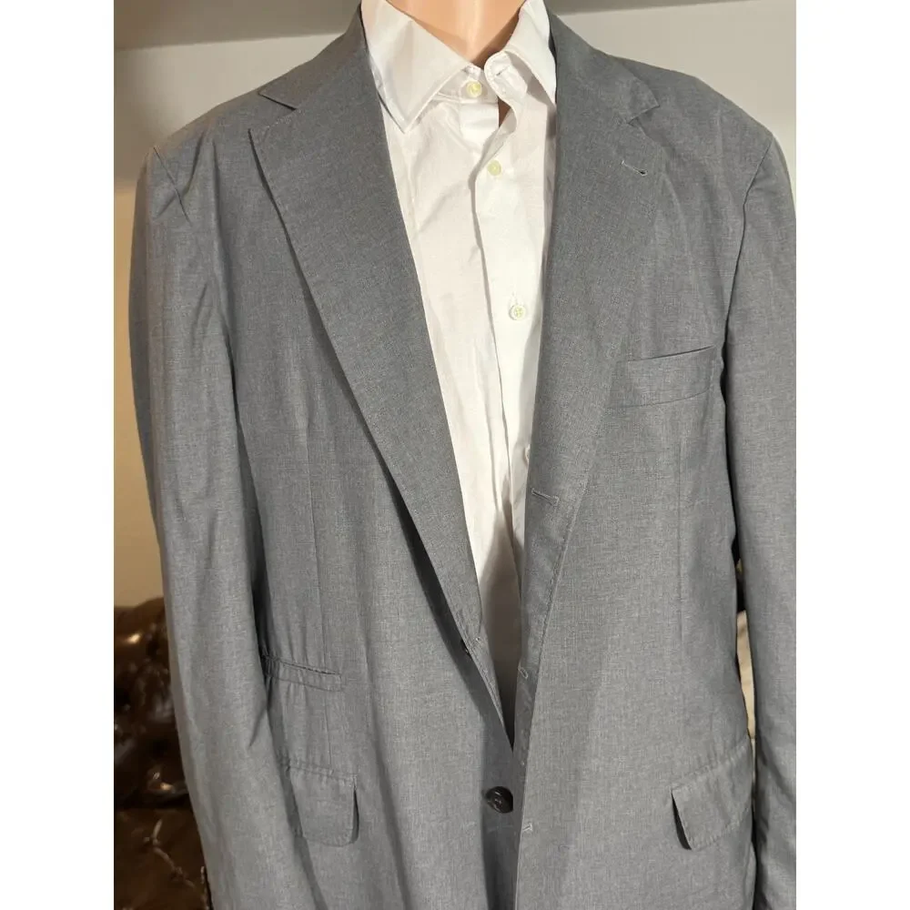 Brunello Cucinelli Gray Wool Silk Deconstructed Blazer Sport Jacket 54 44R Men's
